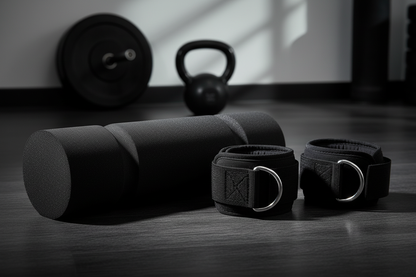 Barbell Pad Set with Ankle Strap in Modern Gym Setting