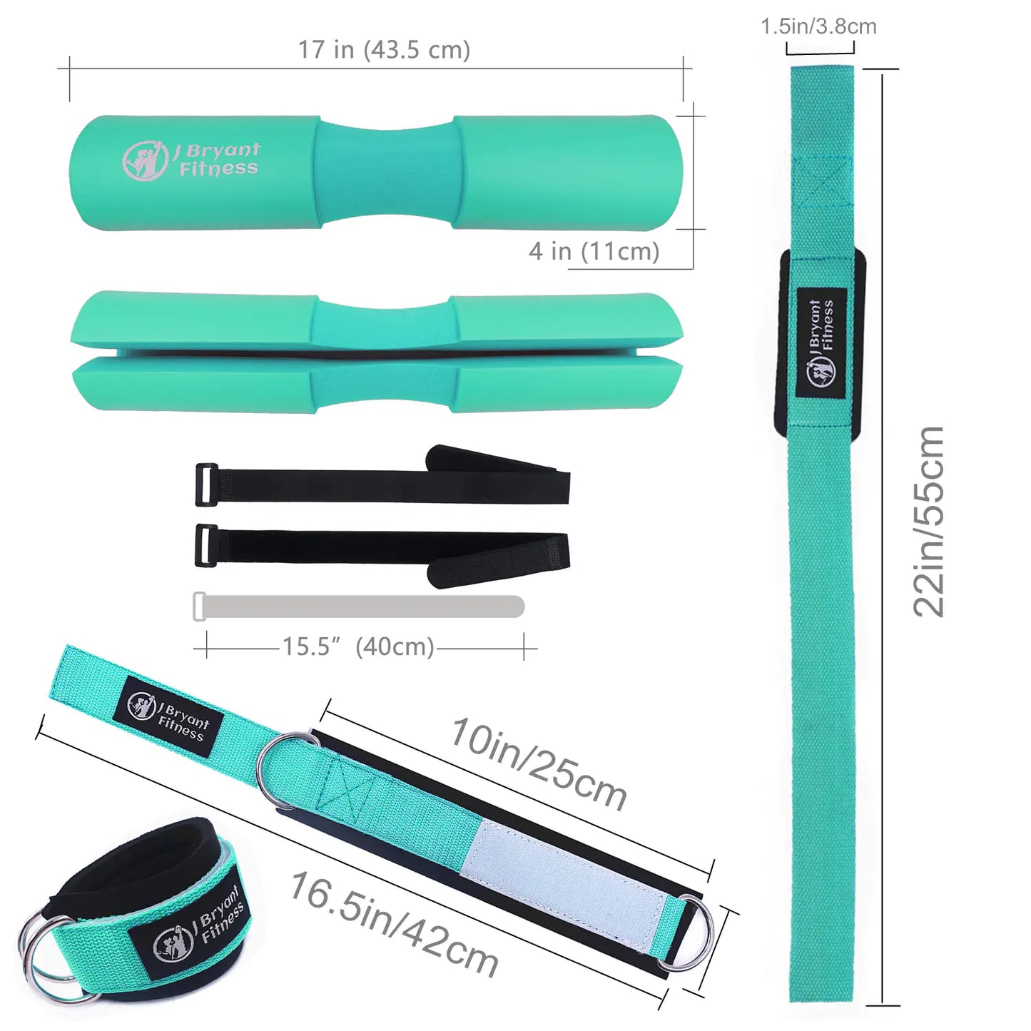 Barbell Pad Set with Ankle Strap for Hip Thrusts or RDLS